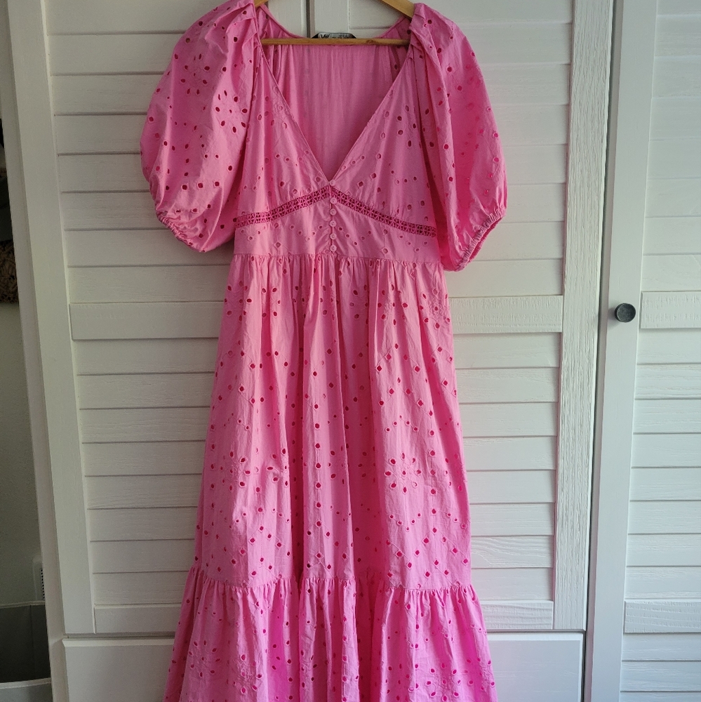 Pink maxi dress- ZARA - puff sleeves